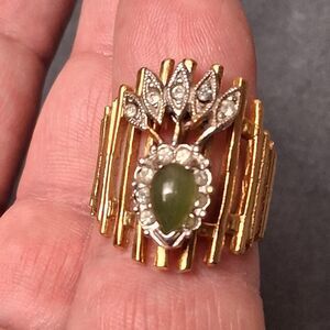 Rhinestone Radish Ring 18K HGE Adjustable Vintage